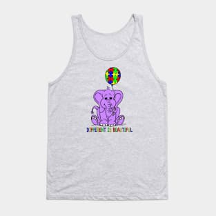 Autism Awareness Baby Purple Elephant DIFFERENT IS BEAUTIFUL Tank Top